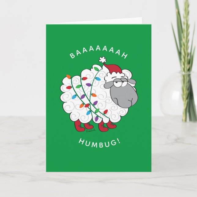 Baaah Humbug Sheep Wrapped in jul Ljus Kort (Framsida)