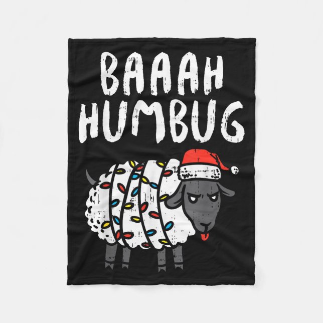 Baaah Humbug Sheep Xmas Lights Funny Anti Christma Fleecefilt (Framsidan)