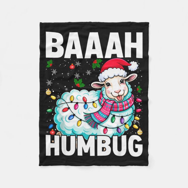 Baaah Humbug Sheep Xmas Lights Funny Anti Christma Fleecefilt (Framsidan)