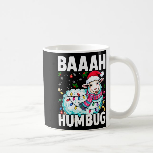 Baaah Humbug Sheep Xmas Lights Funny Anti Christma Kaffemugg (Höger)