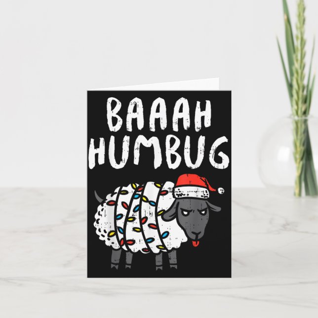 Baaah Humbug Sheep Xmas Lights Funny Anti Christma Kort (Framsida)
