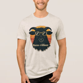 Baaarilliant Funny Sheep Pun Retro Sunset Sunglass T Shirt