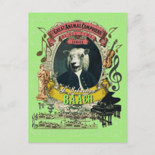 Baach Funny Sheep Underbar Animal Composer Bach Vykort