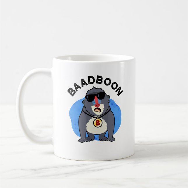 Baadboon Funny Bad Baboon Pun Kaffemugg (Vänster)