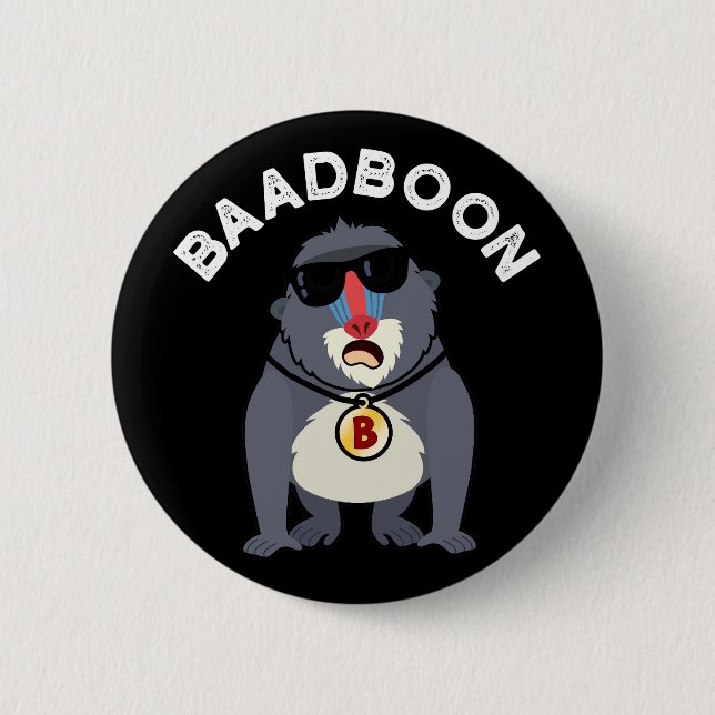 Baadboon Funny Bad Baboon Pun Mörk BG Knapp (Framsida)