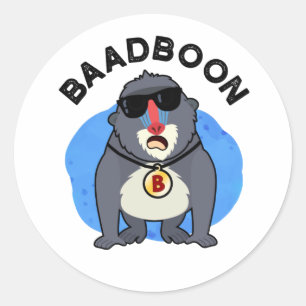 Baadboon Funny Bad Baboon Pun Runt Klistermärke