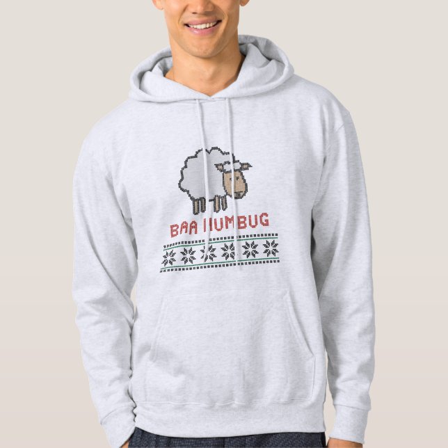 Baah Humbug Ugly Sweater Hoodie (Framsida)