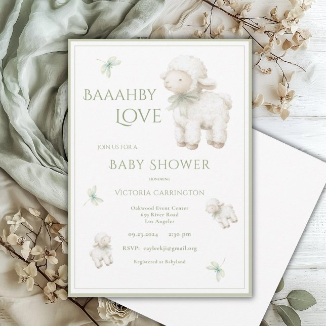 Baahby Kärlek Lamm Får Bebis Baby Shower Inbjudan (Skapare uppladdad)