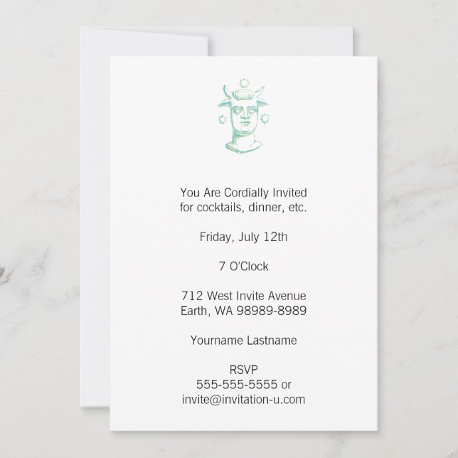 Baal (letterpress stil, två färger) inbjudningar (Framsida)