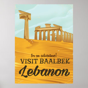 Baalbek Temple Libanon vintage resor poster