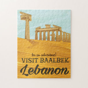 Baalbek Temple Libanon vintage resor poster Postc Pussel