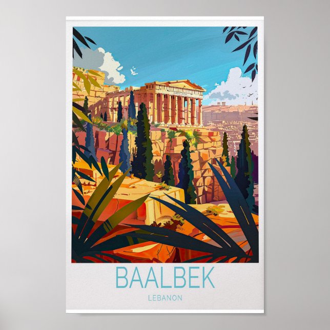 Baalbek Travel Poster - Libanons murverk - Tillgån (Framsidan)