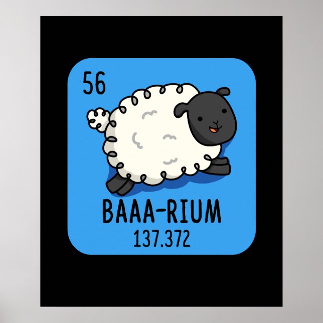 Baarium Funny Sheep Chemistry Pun Mörk BG Poster (Framsidan)