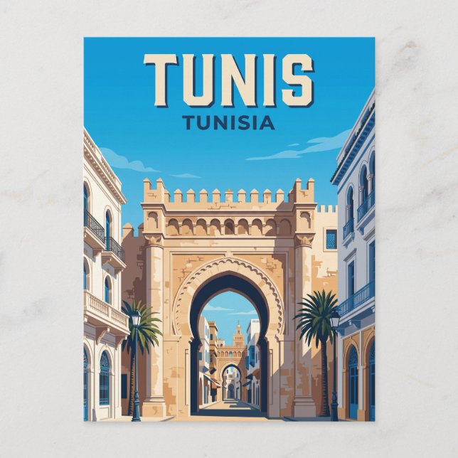 Bab Bhar Tunisien Vykort (Framsida)
