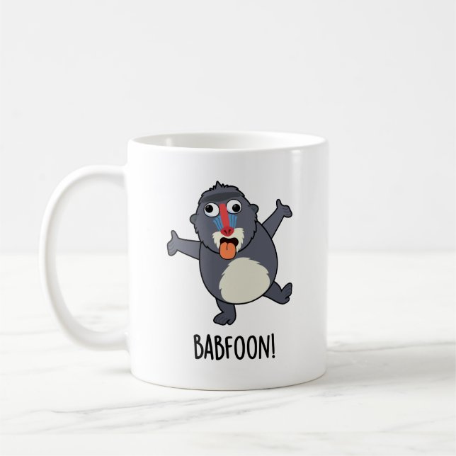 Bab-foon Funny Baffoon Baboon Pun Kaffemugg (Vänster)