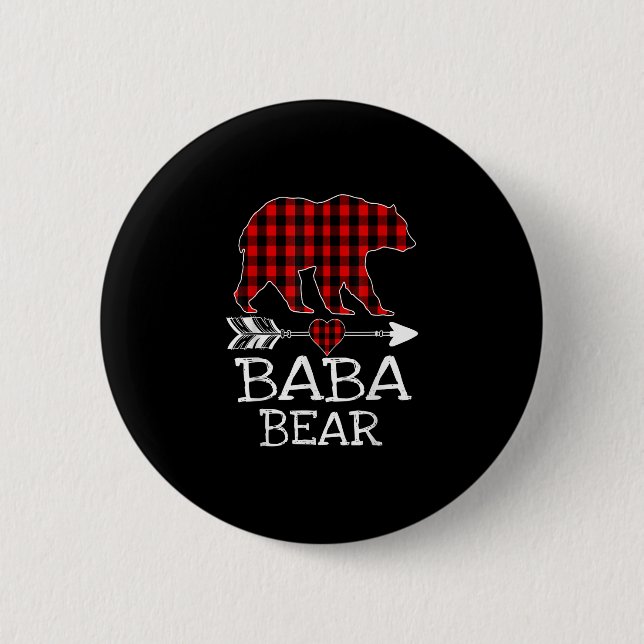 Baba Bear Red Play Buffalo Arrow jul Pajama Knapp (Framsida)