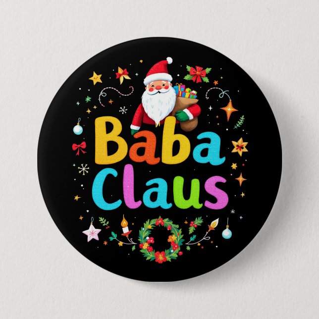 Baba Claus Funny Grandma Julafton: Perfekt Family  Knapp (Framsida)