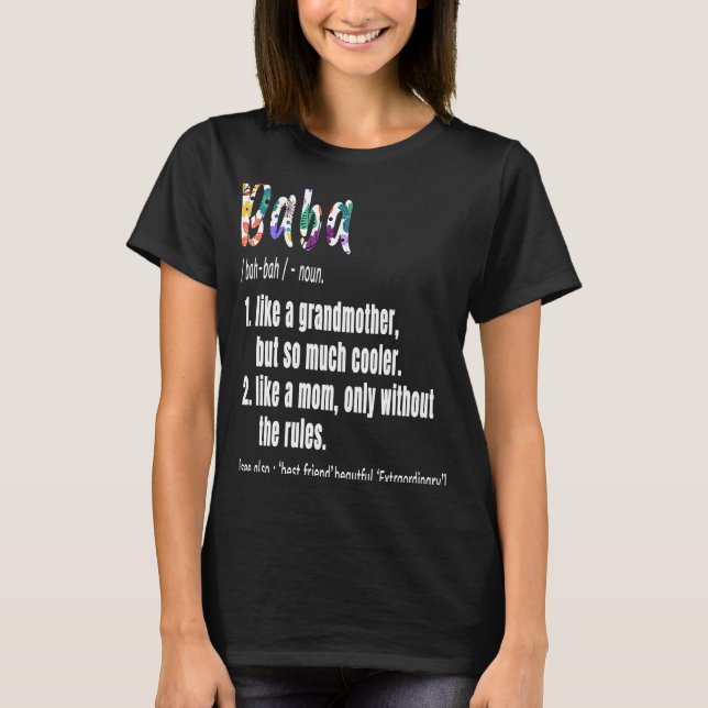 Baba Definition Mors dag & Birthday Grandmoth T Shirt (Framsida)