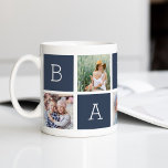 Baba | Farfar 5 Photo Collage Kaffemugg<br><div class="desc">Skapa en söt keepsaké för en älskad morfar denna Fars dag eller morföräldradag med den här enkla designen som innehåller fem av dina favoritfoton i fyrkanten eller Instagram, arrangerade i en kollagelayout med alternerande fyrkanter i mörk skifferblått och stavade "Baba" med ett anpassningsbar i den sista fyrkanten (visas med "Vi...</div>