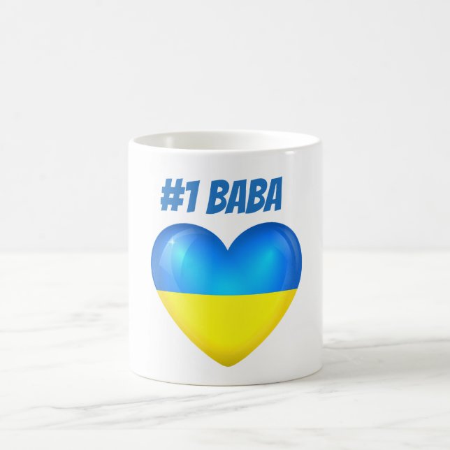 Baba för mugg #1 för Ukraina flaggahjärta (Center)