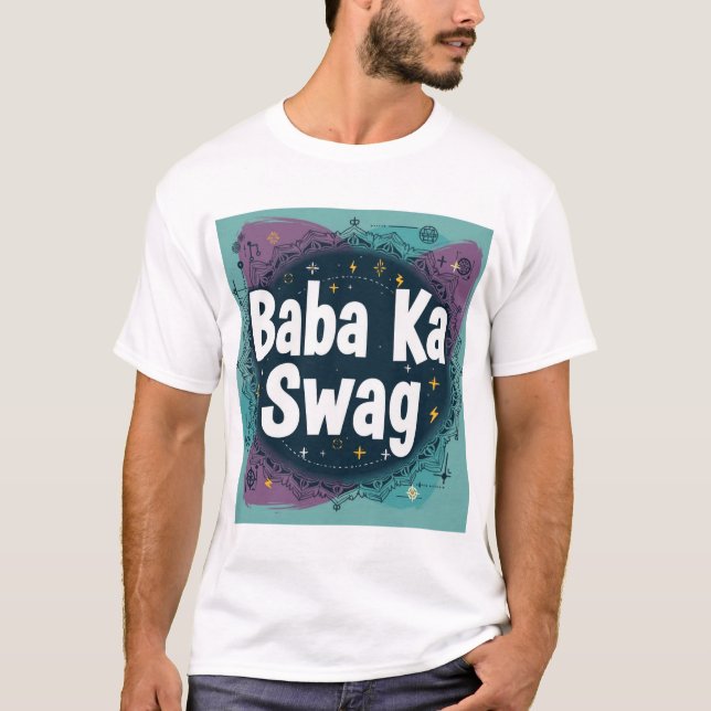Baba Ka Swag | Djärv Desi Abstrakt Hindi Grafik  T Shirt (Framsida)