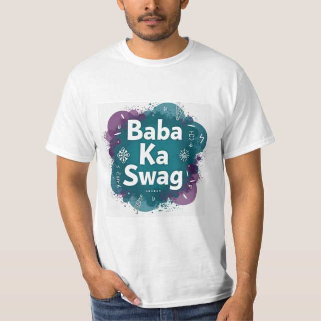 Baba Ka Swag | Djärv Desi Abstrakt Hindi Grafisk T Shirt (Framsida)