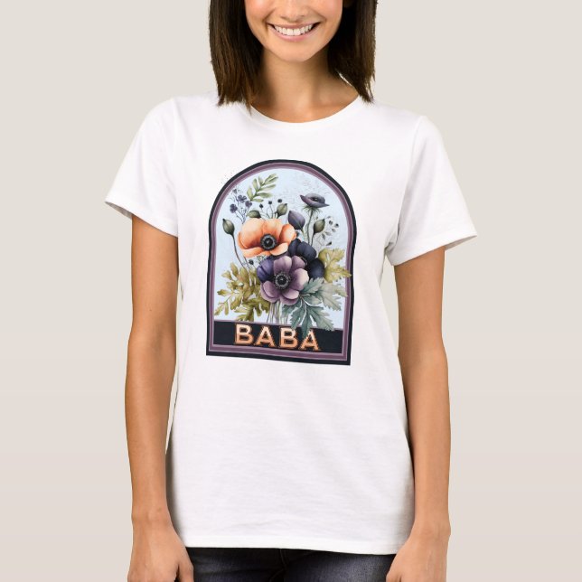 Baba Vintage Blommigt farmor T Shirt (Framsida)