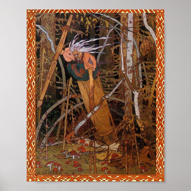 Baba Yaga - Vasilisa vacker av Ivan Bilibin Poster (Framsidan)