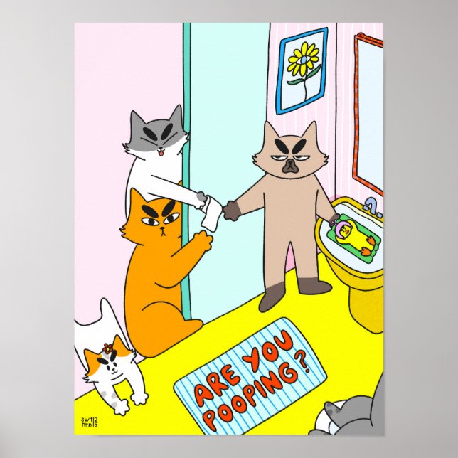 Babar Du? Rolig Och Färgrik Katt Poster (Framsidan)