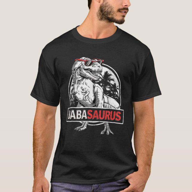 Babasaurus T Rex Dinosaur Baba Saurus Far Fam Shirt (Framsida)