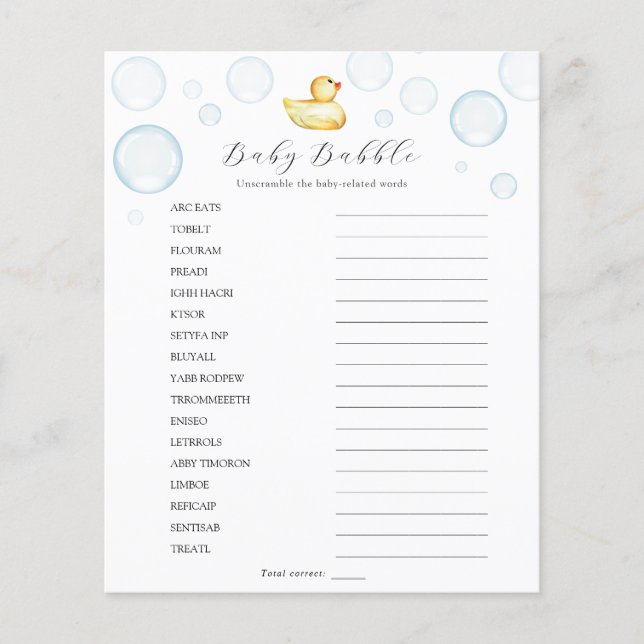 Babbelskam för Rubber Anka Baby (Framsida)