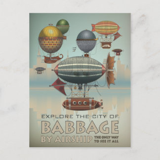 Babben av Airship Vintage Steampunk Travel Vykort