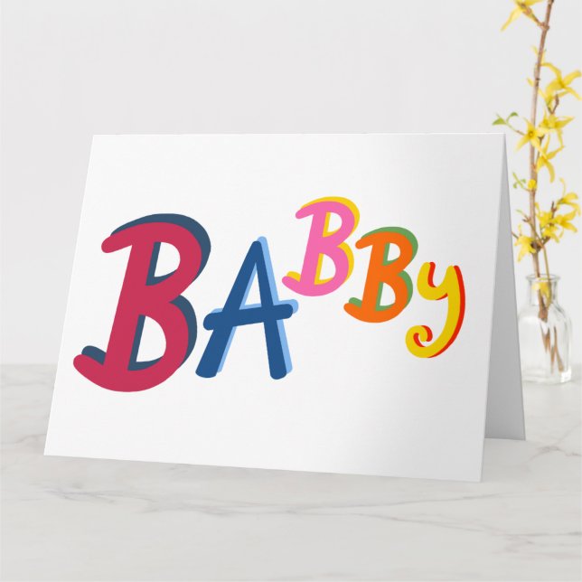 BABBY Black Land Ord Nyfödd bebis-kort Kort (Gul blomma)
