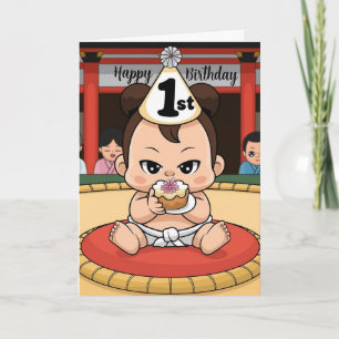 babby sumo wrestler 1st födelsedagspresent kort