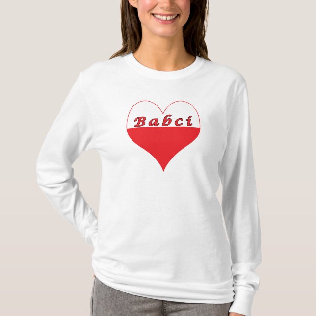 Babci polsk hjärta t-shirt (Framsida)