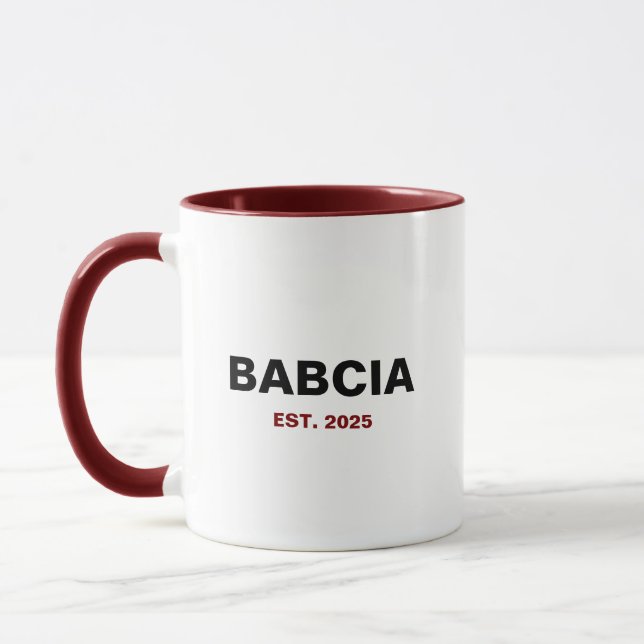 Babcia Est. År - Perfekten Grandma Gift Mugg (Vänster)