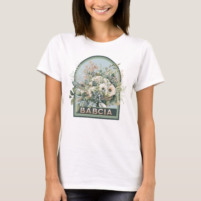 Babcia Vintage Blommigt Grandmor T Shirt (Framsida)