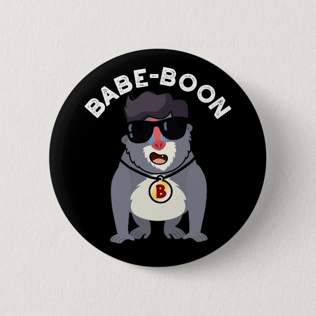 Babe-boon Funny Animal Monkey Baboon Pun Mörk BG Knapp (Framsida)