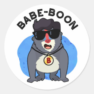Babe-boon Funny Animal Monkey Baboon Pun Runt Klistermärke