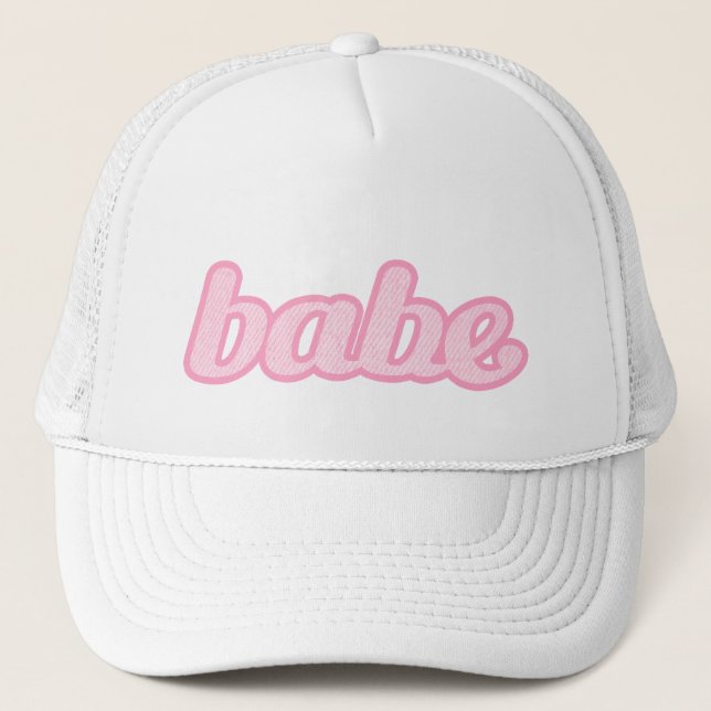 "babe" denim blek rosa och vit hatt keps (Framsida)