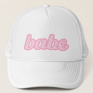 "babe" denim blekrosa och vit mössa keps