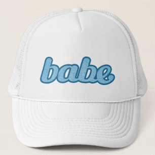 "babe" denim blue och white hat keps