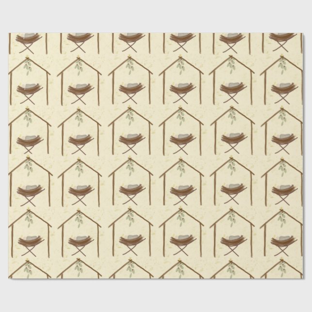 Babe in a manger Christmas wrap Presentpapper (Platt)