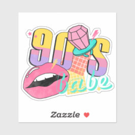 Babe Läppar Ring Pop 90's Colorful Retro Klistermärken