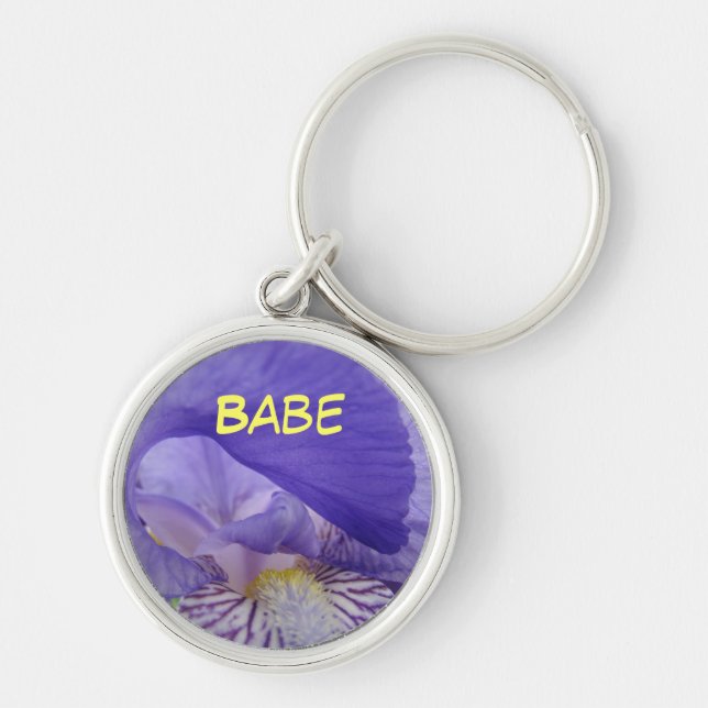BABE-nyckelkedjor Lila Iris Flowers nyckelring (Framsidan)