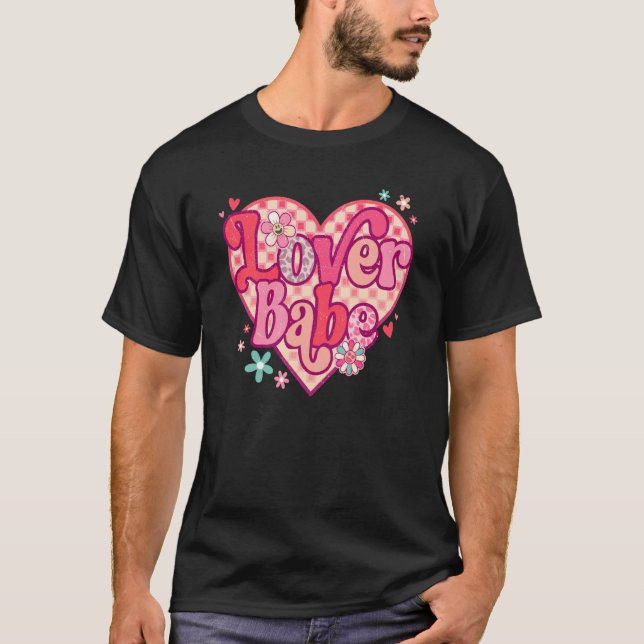 Babe Retro Glad Alla hjärtans dag Groovy Heart T Shirt (Framsida)