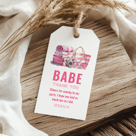 BABE.. Rosa Bassäng Girl Birthday Tack Favor Presentetikett