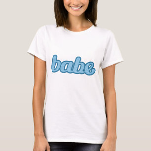 "babe" söt denim grafisk blå t-shirt