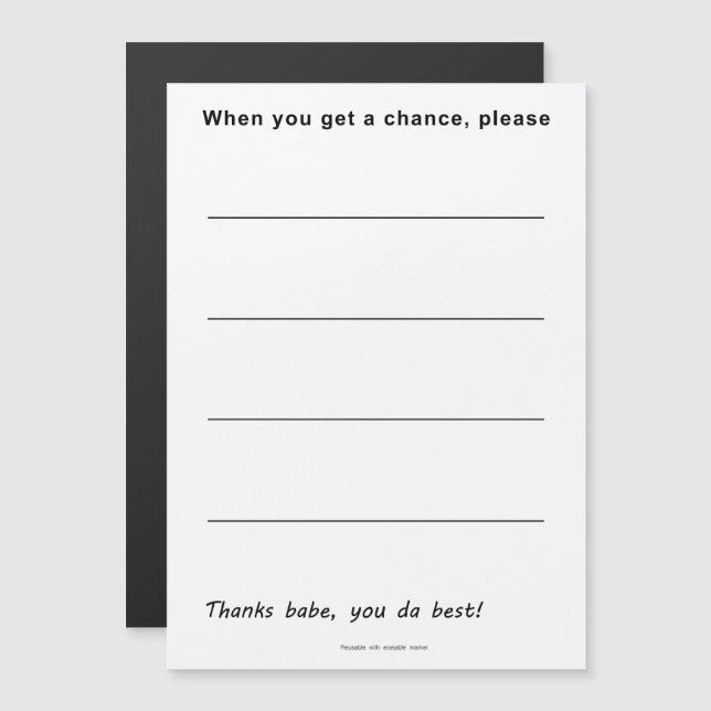 Babe to Do List Magnetisk Inbjudningskort (Fram/baksida)