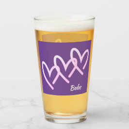Babe Triple Lila Heart Tumbler Glaskopp